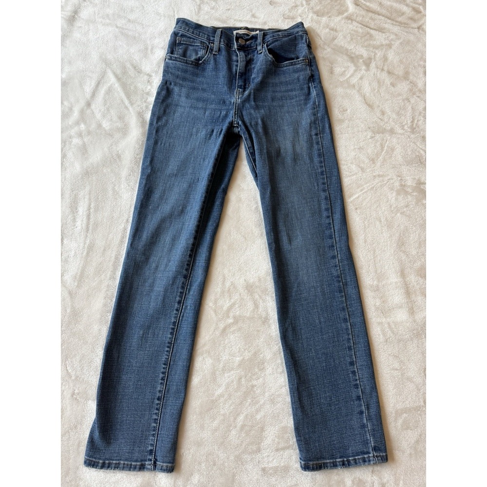 Levis 724 High Rise Straight Jeans Blue Medium Wash Denim‎ Womens 25x28